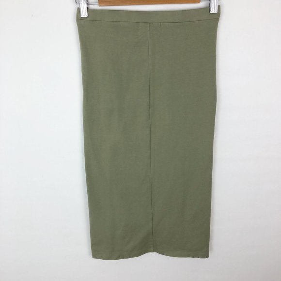 MONROW XS olive green maxi midi zip up skirt - Picture 5 of 6